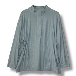 Lands' End Performance UPF 50 2X Blue Haze Space Dye Quarter Zip Pullover Top